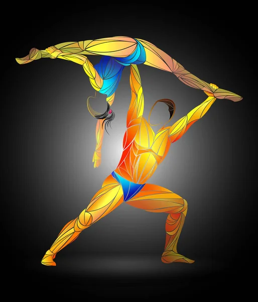 Des gens stylisés dansant vecteur. Couple dansant - Isolé . — Image vectorielle