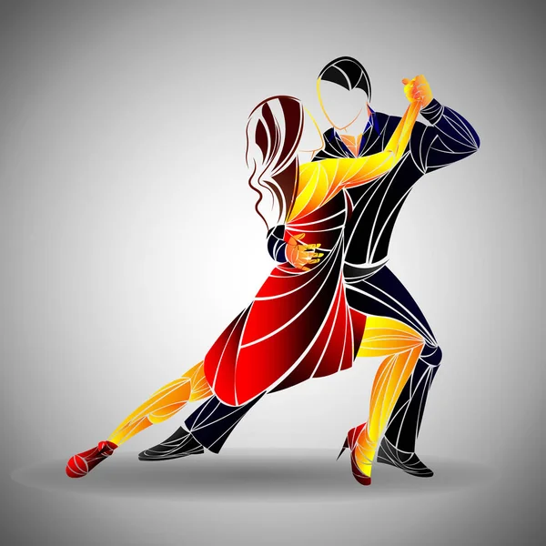 Stilisierte Menschen tanzen Vektor. Tanzpaar - isoliert. — Stockvektor