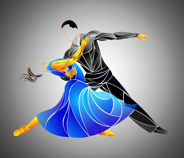 Stylized people dancing vector. Dancing Couple - Isolated. — Stock Vector