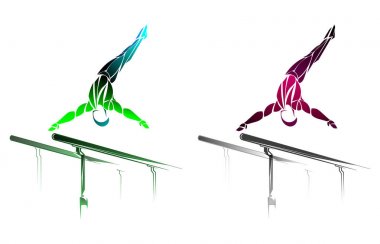 Stylized, geometric Gymnast, gymnastic bar, parallel bars clipart