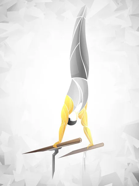 Stylizowane, geometryczne gimnastyczka gimnastyka bar, poręczach — Wektor stockowy