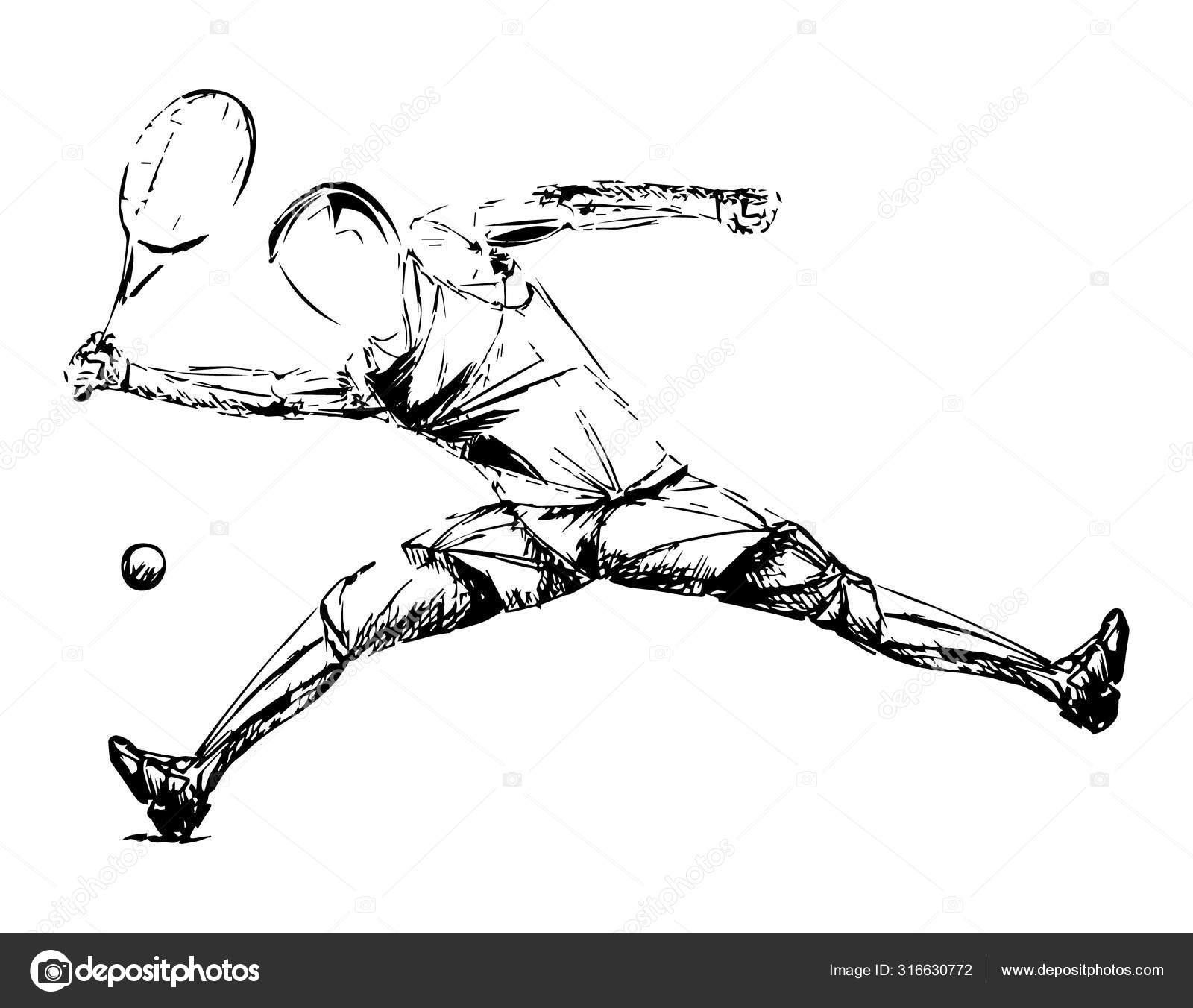 Animal Rough Sketch Drawing Tennis Athlete with simple drawing