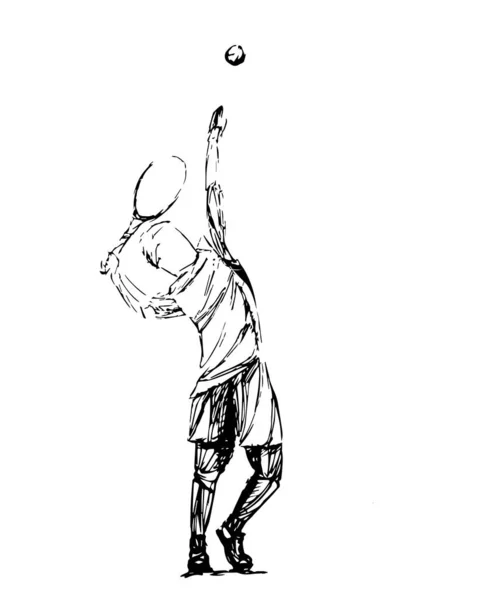 Athlète de croquis noir, vecteur joueur de tennis — Image vectorielle