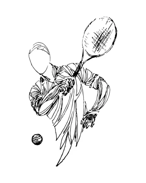 Czarny rysownik atleta, wektor tenisisty — Wektor stockowy