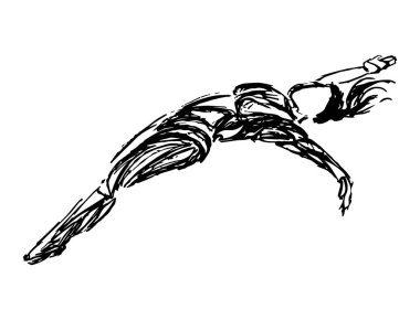 Serbest Yüzücü Siyah Siluet. Yüzücülerin taşıyıcısı yüzme havuzunda yüzüyor