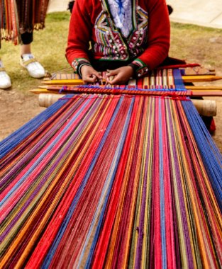Renkli, alpaka yün el yapımı lavoration, Peru