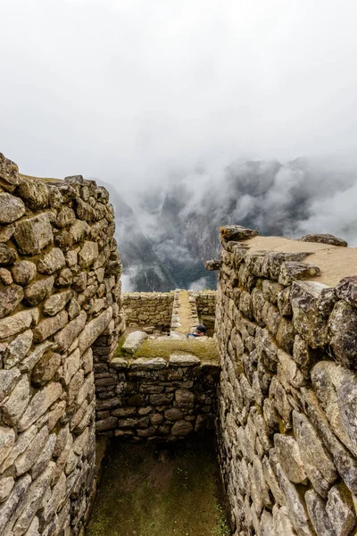 Machu Picchu, ancien site archéologique, construction murale deta — Photo
