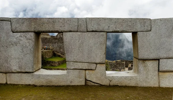 Machu picchu, antike archäologische Stätte, Mauerbau deta — Stockfoto