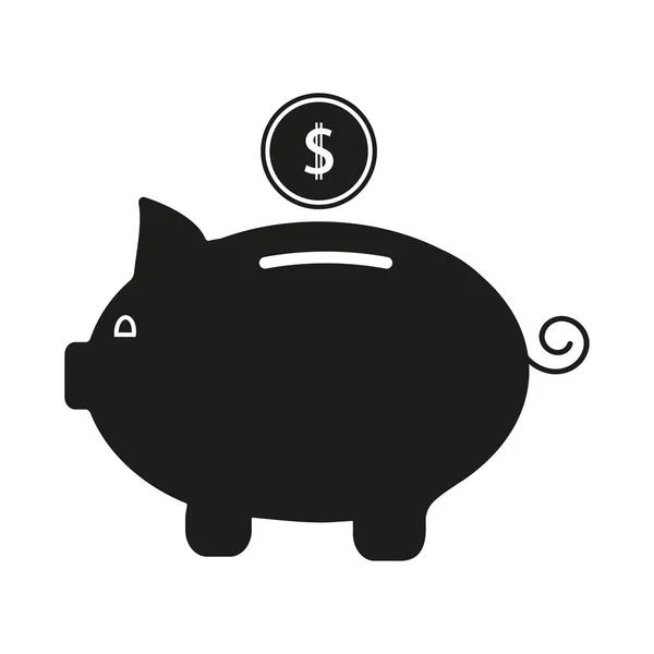 Piggy banco ícone preto — Vetor de Stock
