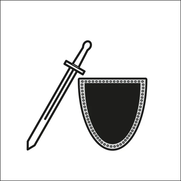 One sword with shield icon — Stock Vector