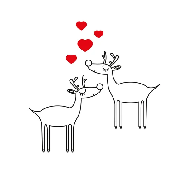 Deer with love icon — Stock Vector