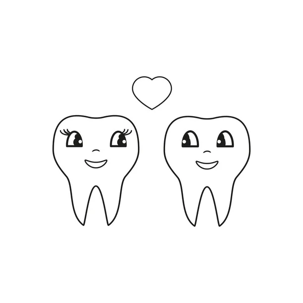 Teeth in love icons — Stock Vector