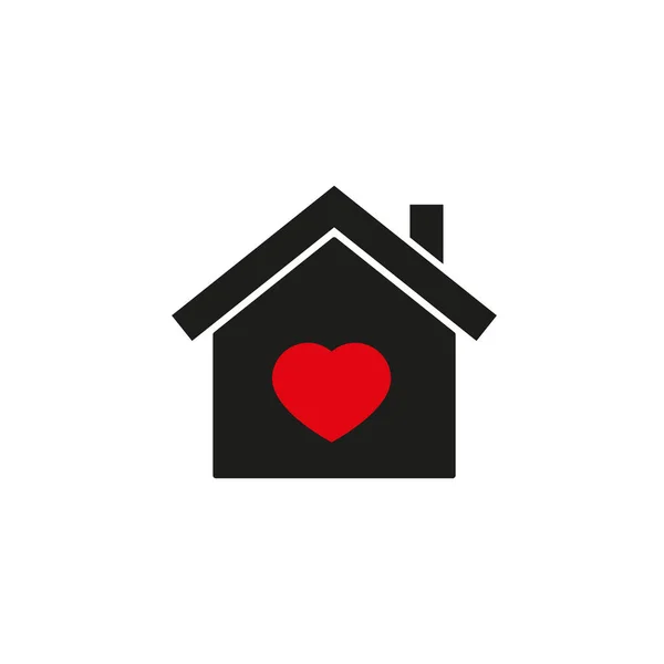 Casa com ícone de coração vermelho — Vetor de Stock