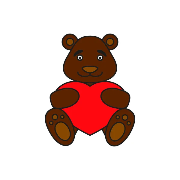 Orso con icona del cuore — Vettoriale Stock