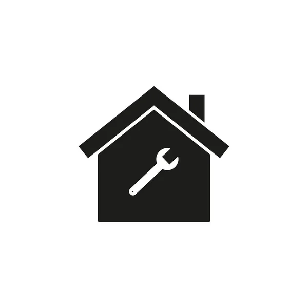 Casa com ícone de chave inglesa — Vetor de Stock