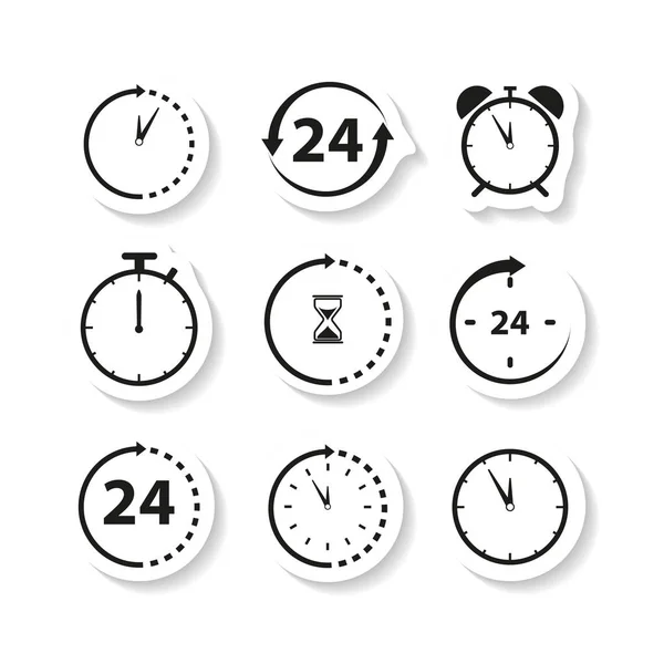 Iconos de pegatina de tiempo sin parar — Vector de stock