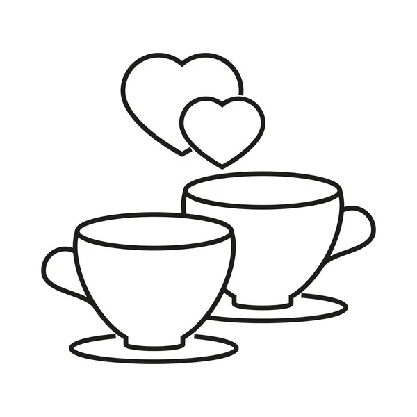 Cups with heart of love icons — Stock Vector