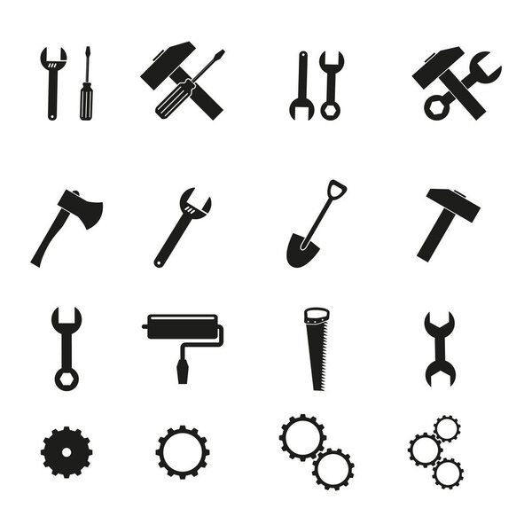 Set of tools black icons