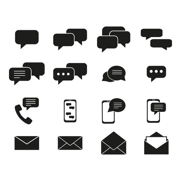 Ensemble d'icônes de communication de message — Image vectorielle