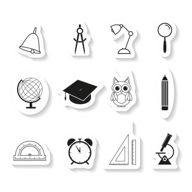 Okul etiket Icons set