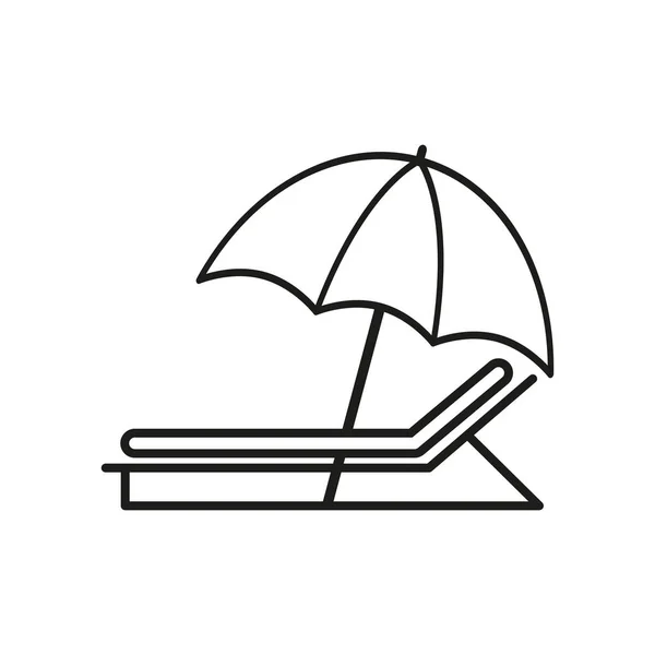 Paraguas con iconos de tumbonas — Vector de stock