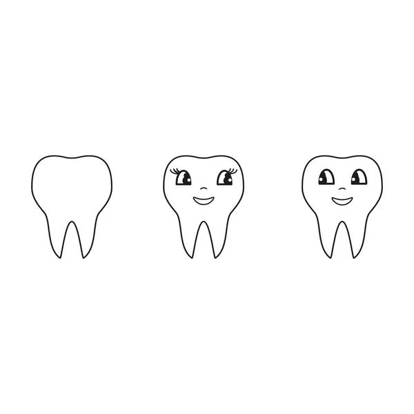 Set of teeth white icons — Stock Vector