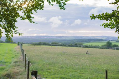 Güneş ayarı arka planda açık mera.