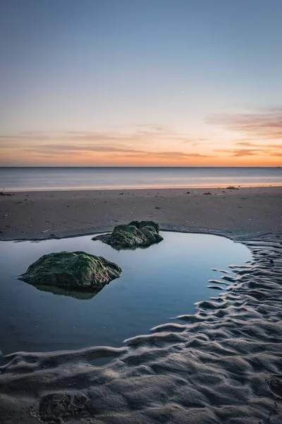 Ancora Piscina Rocciosa Spiaggia Tramonto — Foto Stock