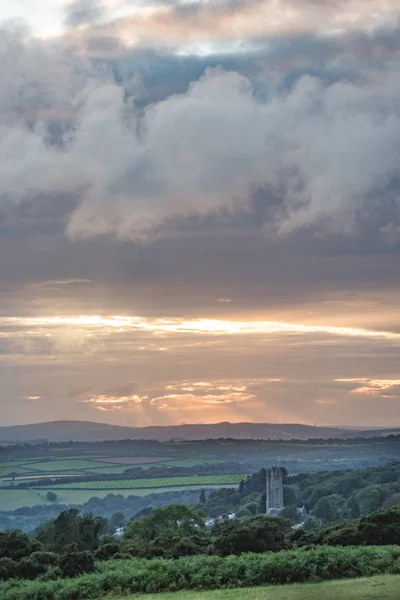 Puesta Sol Desde Parque Nacional Dartmoor — Foto de Stock
