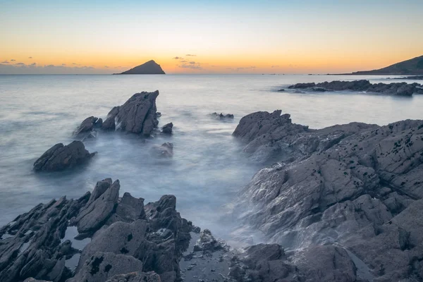 Calm Evening Looking Out Great Mew Stone Devon — Stock Photo, Image