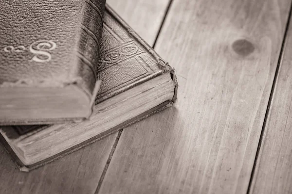 Old books on oak table