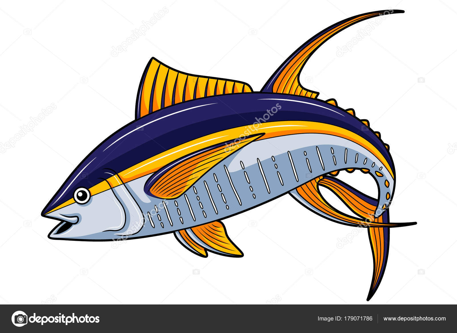 Download Vector Cartoon Yellow Fin Tuna — Stock Vector © ianlusung #179071786