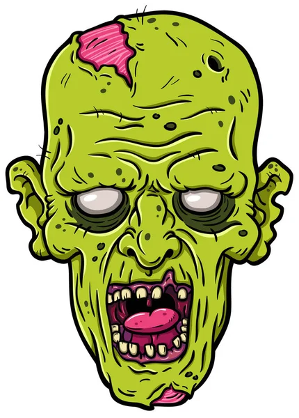 Tête Zombie Pourris Vector Cartoon — Image vectorielle
