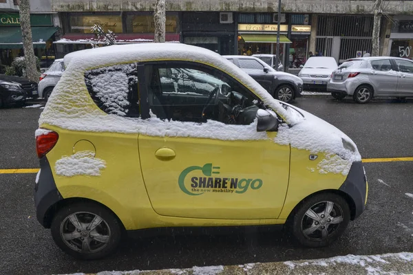 Share n Go car on a street in Milan, Lombardy, Italy as part of the sharing economy