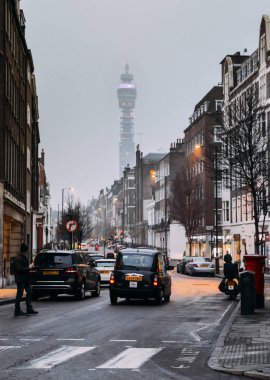 BT communications tower - One of Londons most famous landmarks captured from a Central London street clipart