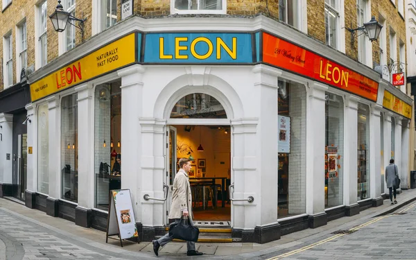 Leon sağlıklı fast food Restoran City, Londra, İngiltere, İngiltere'de önden görünümü