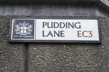 Puding Lane Londra'da şehir Londra 1666'ın büyük yangın bir pastanede başladığı yeri