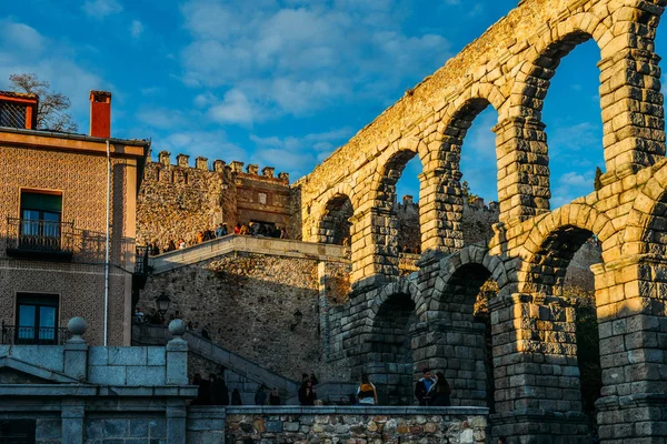 Акведук Сеговії, об'єкт Всесвітньої спадщини ЮНЕСКО в Іспанії — стокове фото
