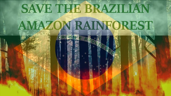 Save the Brazilian Amazon Rainforest from destruction message — Stock Photo, Image