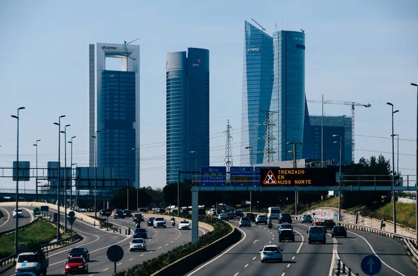 Madrid Spain March 2020 Heavy Commuter Highway Traffic Highway Las — Stock fotografie