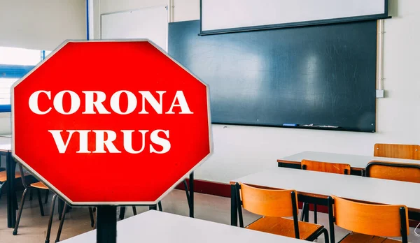 Leerer Klassenraum Wegen Ausbruch Des Coronavirus Covid — Stockfoto