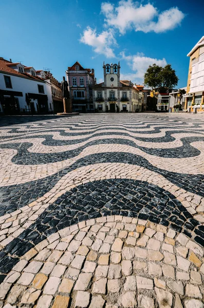 Plaza Central Vacía Octubre Cascais Con Estatua Dom Pedro Cascais — Foto de Stock