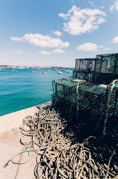 Gammal Fiskeutrustning Cascais Hamn Nära Lissabon Portugal — Stockfoto