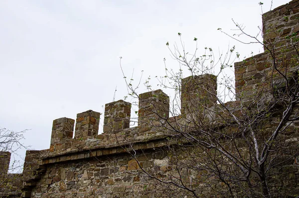 Eski Kalenin Duvarı Kuleler Binalar Eski Kalenin Kalıntıları — Stok fotoğraf