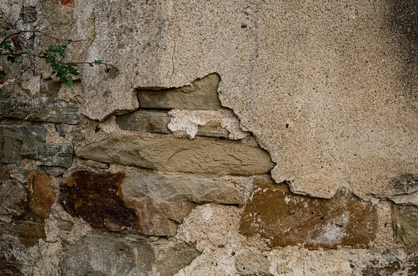 Antico Muro Pietra Con Resti Stucco Sullo Sfondo — Foto Stock