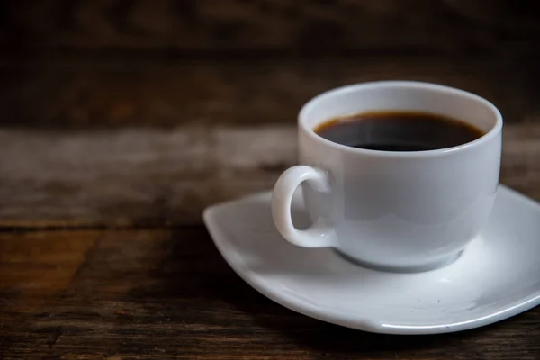 Vit Kopp Espresso Kaffe Trä Bakgrund — Stockfoto