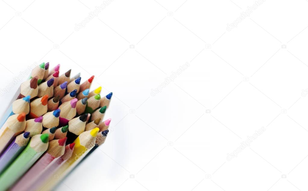 Coloured pencils isolated on the white background