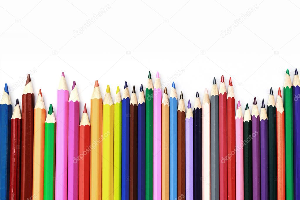 Coloured pencils isolated on the white background