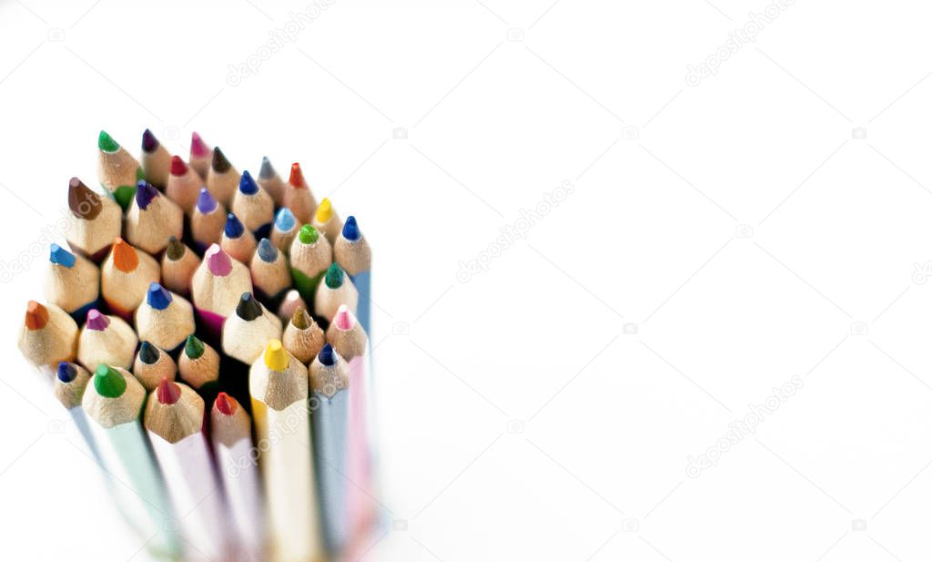 Coloured pencils isolated on the white background