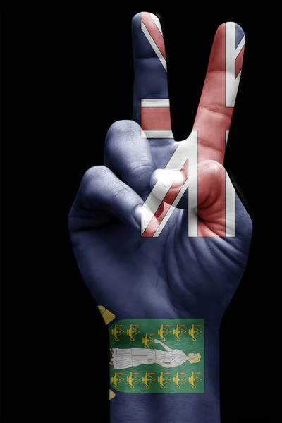 Haciendo Signo Victoria Islas Vírgenes Británicas Pintadas Con Bandera Como —  Fotos de Stock